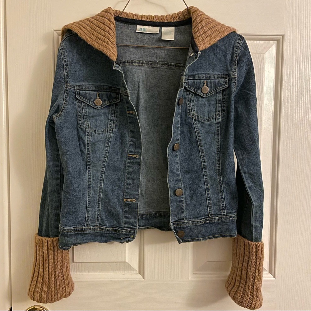 JLo Denim Jacket w/ Knit Collar & Cuffs